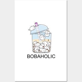 Chubby Bobaholic Cats Love Boba! Posters and Art